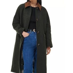 Barbour Loretta Coat -- Wool, Midi -- Corduroy Collar, Tartan Lining